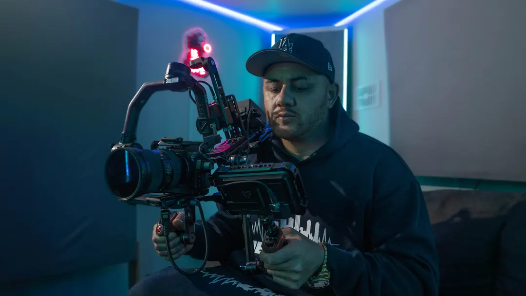 Operating the camera rig at The Heights