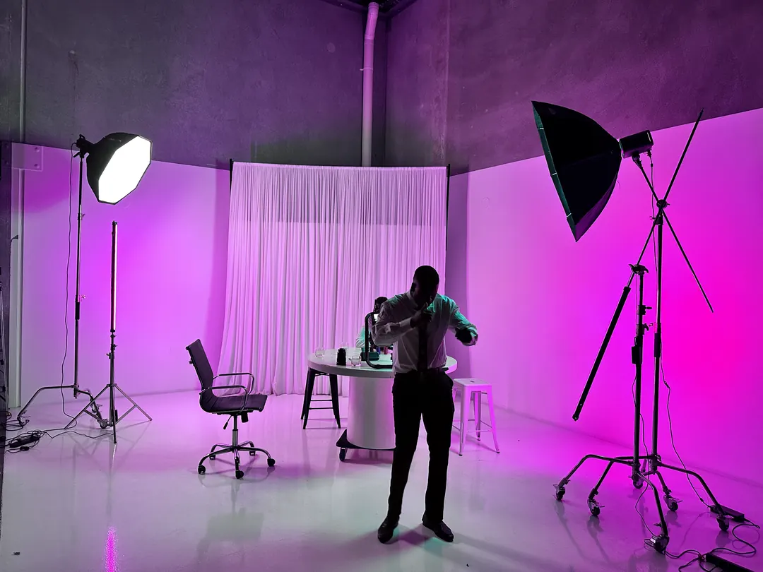 Setting up on a lit studio shoot