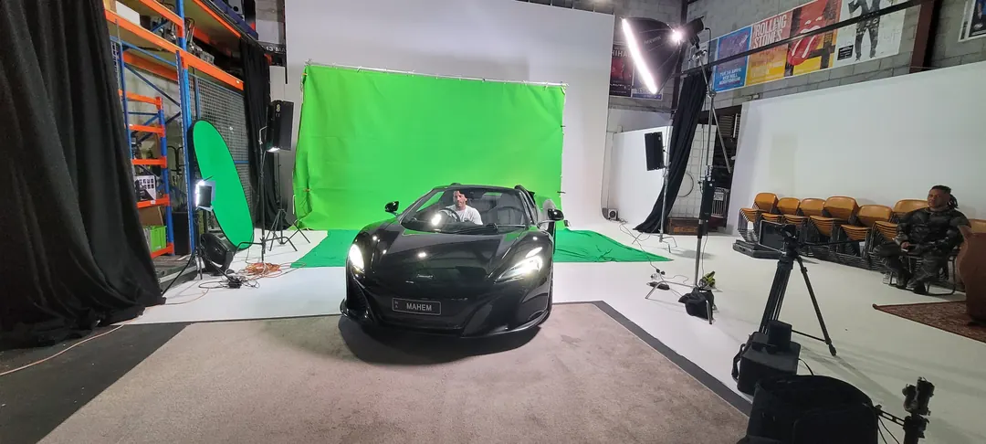 Green screen setup in the studio